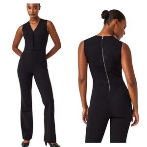 SPANX Black V-Neck Ponte Knit Jumpsuit